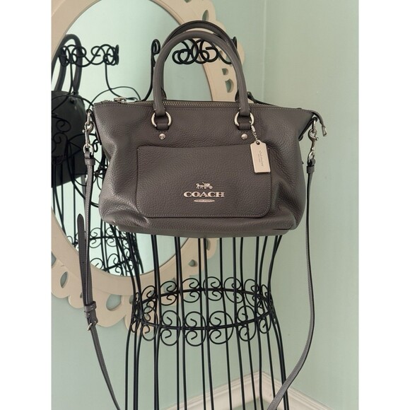 Coach Handbag F31466 Leather Gray Silver Hardware 2WAY Shoulder Women’s - Picture 1 of 9